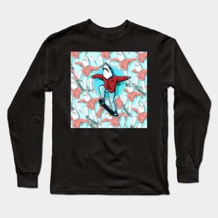 Skate Shark Pattern Long Sleeve T-Shirt